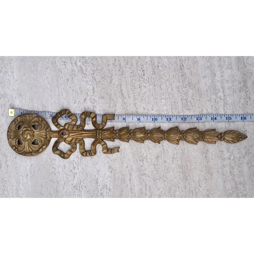 Brass Wall Ornament Bow VTG 16” Decor Chateau Chic Traditional French Country